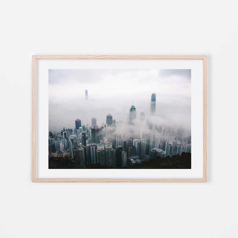 Elaine Li - Photography Art in the clouds taken in Hong Kong - Natural Art Wood Frame