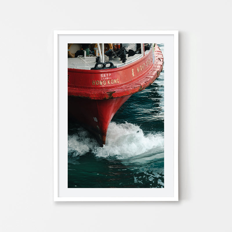 Jeremy Cheung - Photography Art of Hong Kong Star Ferry boat by rambler15 - White Art Wood Frame