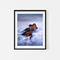 Kelvin Yuen - Nature Drone Photography Art of Hong Kong mountain above the clouds - Black Art Wood Frame
