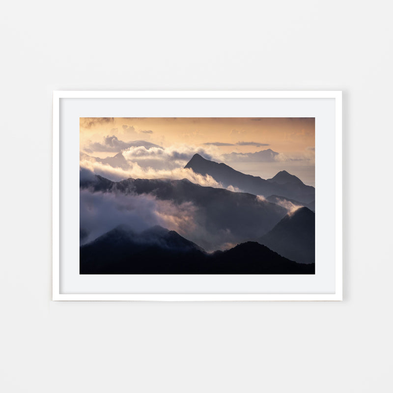 Kelvin Yuen - Nature Landscape Photography Art of Hong Kong mountain in the clouds - White Art Wood Frame