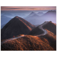 Kelvin Yuen - Nature Landscape Photography Art of Hong Kong with hiker on mountain - Fine Art Print