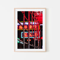 Kevin Mak - City Photography Art in Hong Kong of Bamboo Neon Sign on Street - Architure Natural Art Wood Frame