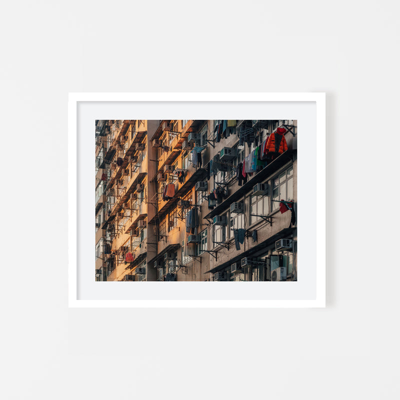Kevin Mak - City Photography Art old Hong Kong building architecture and street - White Art Wood Frame